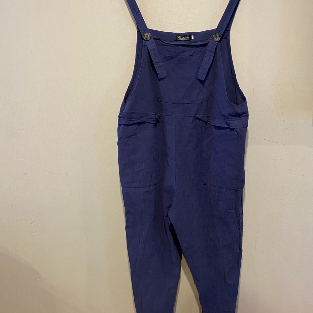 Blue linen jumpsuit